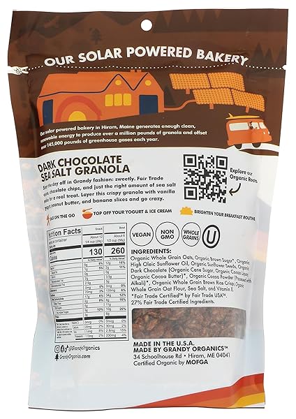GRANDY ORGANICS ORGANIC DARK CHOCOLATE SEA SALT GRANOLA, 12 OZ