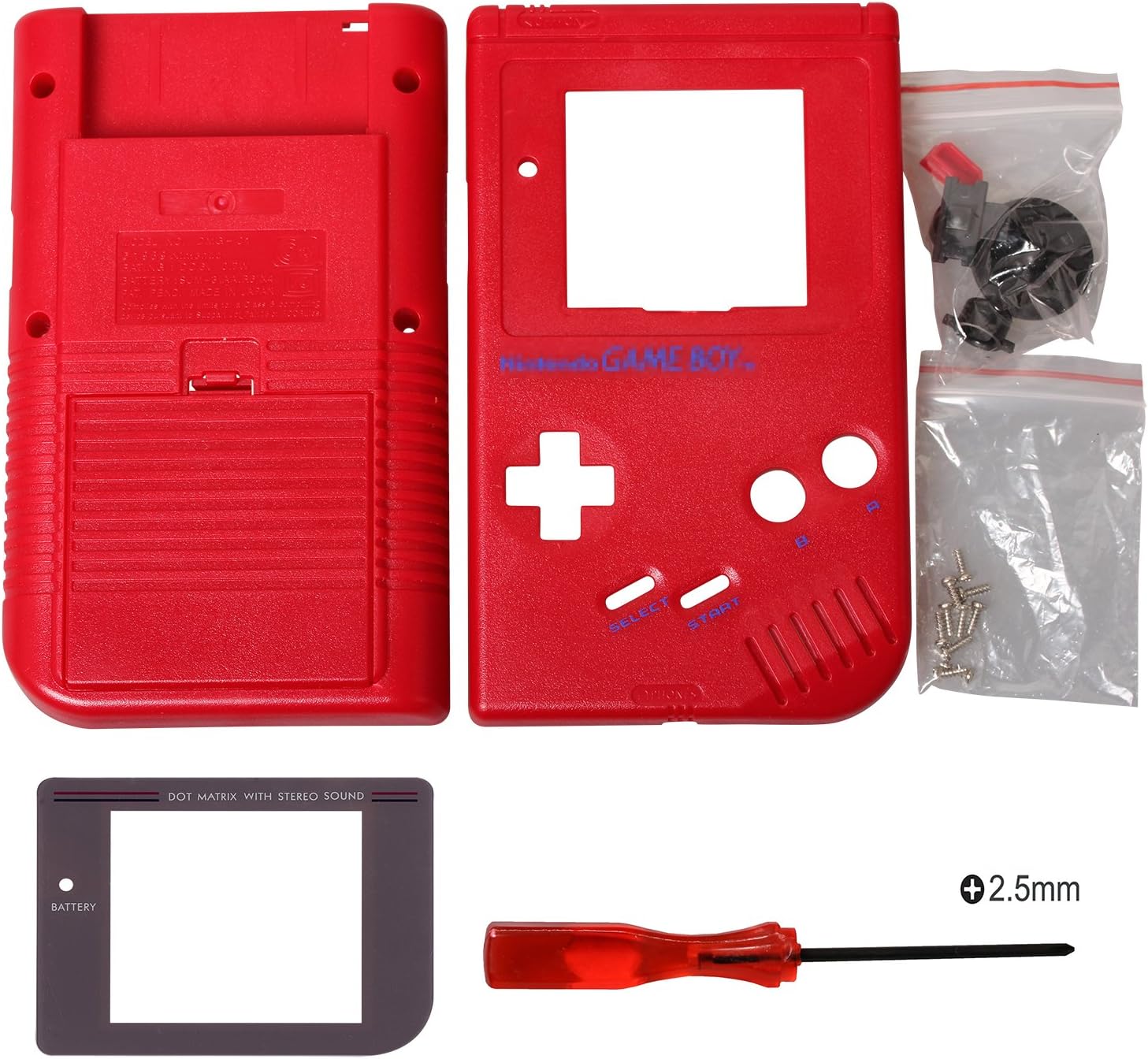Timorn Gameboy Shell Replacement Replacement Housing Shell Case Cover Compatible with Nintendo Gameboy GB Console (Red)