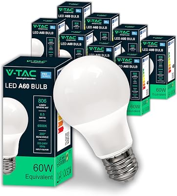 10x Lâmpadas LED E27 - [Alta Eficiência 8,5W] - A60 - (Equivalente a 60W) - Lâmpadas de Baixo Consumo de Nova Geração - 806 Lúmens - Luz Branca Fria 6500K