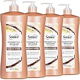 Suave Coconut Oil Infusion Conditioner for Damaged Hair, Salon-Proven Damage Repair System, Hydrates & Moisturizes for Visible Repair in 3 Uses, 28 FL OZ Pump, 4 Count