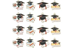 DanLingJewelry 40Pcs 4 Styles Academy Charms Enamel Graduation Hat Charms Book with Bachelor Hat Charms for Jewelry Making DIY Crafts