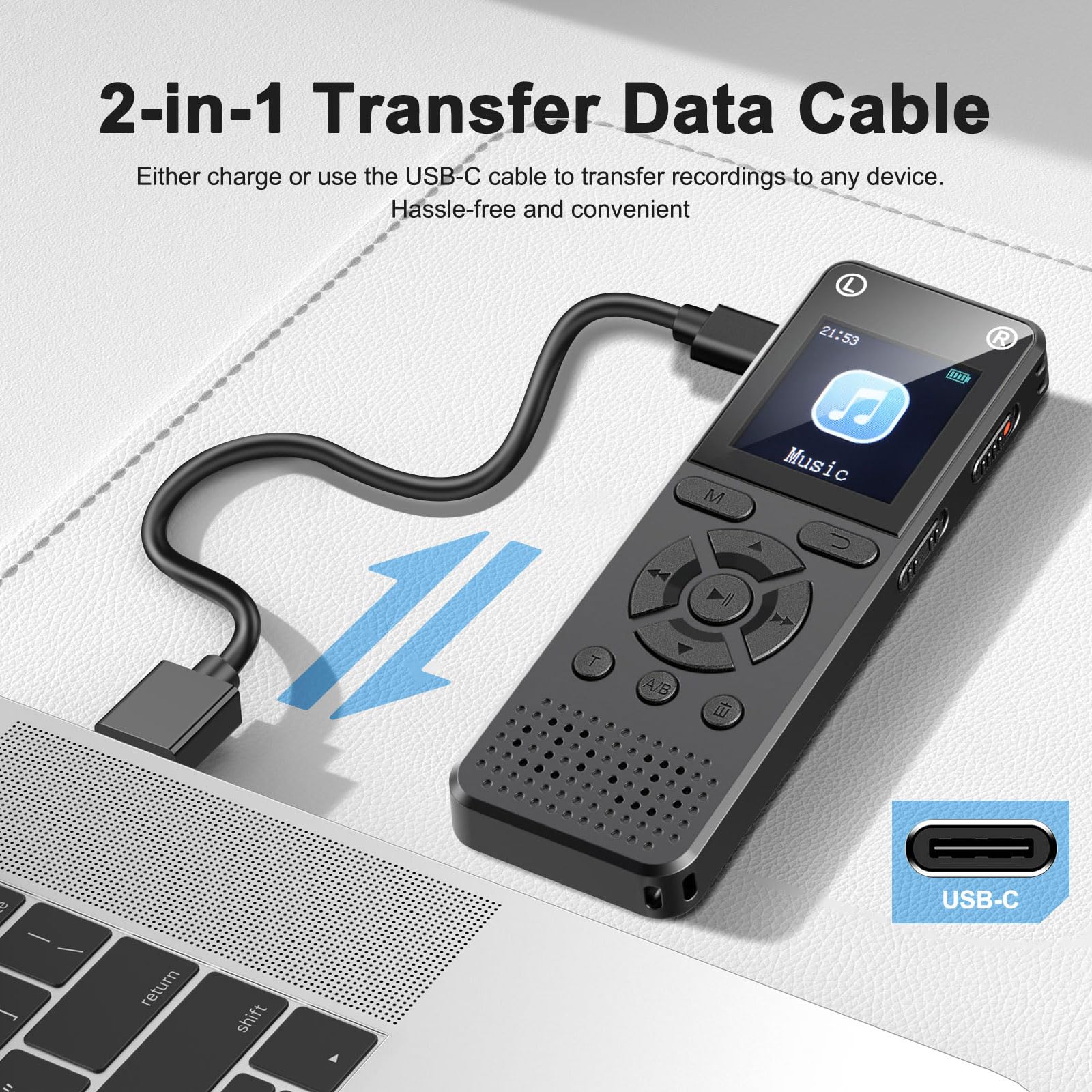 128GB Digital Voice Recorder for Lectures & Meetings - Holyask Ultra-Long 9296 Hours Voice Activated Audio Recorder with Playback, Password Protection, and Clear Sound Recording