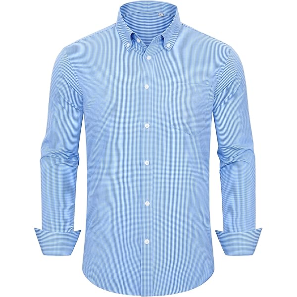 Amazon.com: Alimens & Gentle Plaid Button Up Dress Shirt Men Black Blue  Gingham Regular Fit Long Sleeve Business Work Dress Shirts : Clothing,  Shoes & Jewelry