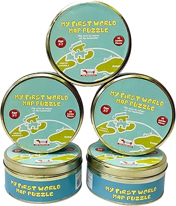 CocoMoco Kids Return Gift Combo Pack for Kids Birthday Party - 5 Sets of World Map Jigsaw Puzzle, 30 Pieces for 2-3 Year olds, 4-5 Year olds, 6 Year Old Boys and Girls (Multicolour)