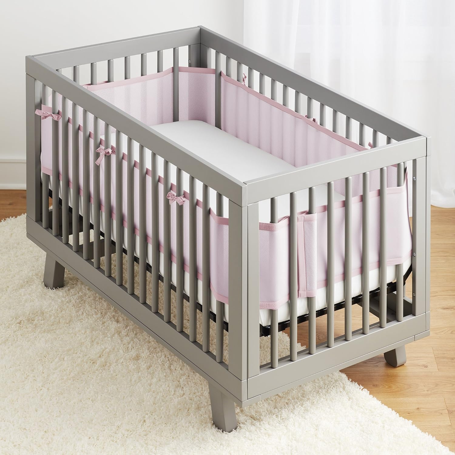 BreathableBaby Classic Breathable Mesh Crib Liner - Light Pink : Crib Bumpers : Baby