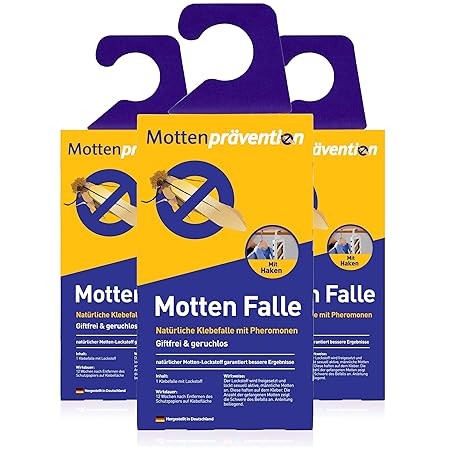Hochwirksame Mottenfalle gegen Kleidermotten - Geruchlos & natürlich mit Bester Fangrate für Kleidermotten und Teppichmotten 
