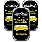 Vanman’s - Handmade Peppermint Beeswax Lip Balm (3 Pack) - Peppermint Lip Balm with Rosemary, Almond and Coconut Oil - Bee Balm with Vitamin E - Ideal for Dry Lips - 2 oz