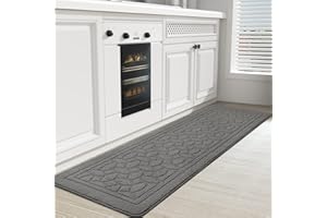 Color&Geometry Kitchen Rugs, Non Skid Kitchen Runner Rug Machine Washable Kitchen Floor Mat, Easy to Clean Kitchen Rugs and Mats, 18"x59", Grey