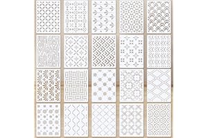 BOXOB 20pcs Plastic Sashiko Stencil, 8.3x5.9in Quilting Templates Drawing Line Stencil Geometric Embroidery Pattern Stabilize