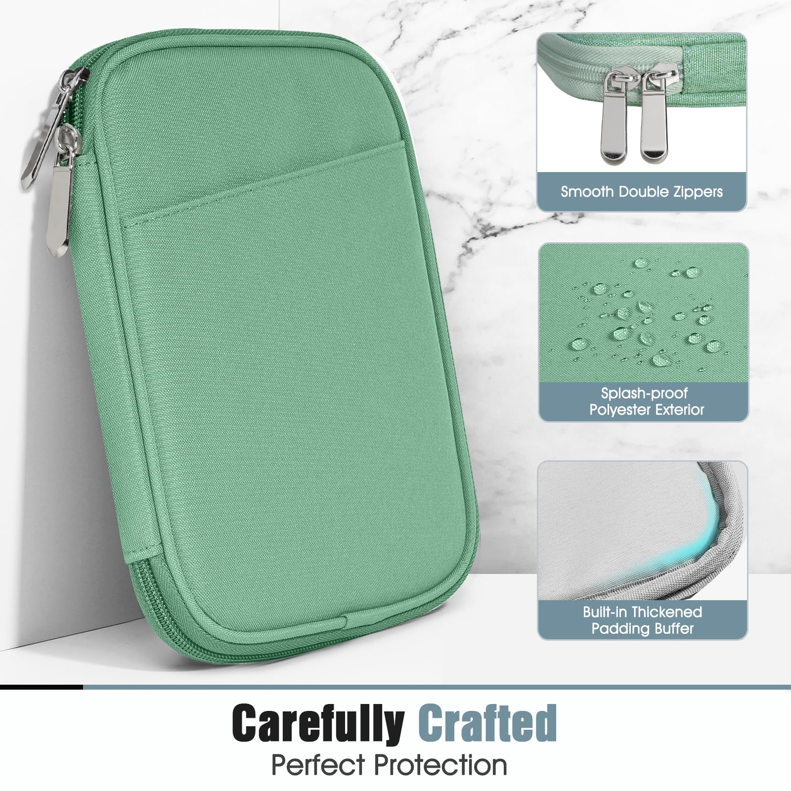 TiMOVO 6-7 Inch Tablet Sleeve for All-New Kindle Paperwhite and Kindle Colorsoft Signature Edition, Protective Sleeve Cover Case with Pocket for Kindle E-Reader/Kindle Oasis, Bodhi Green