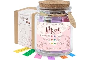 KATINAT Boho Style Mom Bible Verse Jar, Mothers Day Gift for Mom, Christian Inspirational Scripture Notes, Religious Keepsake, Birthday Gift for Women, Encouragement Present for Grandma Wife
