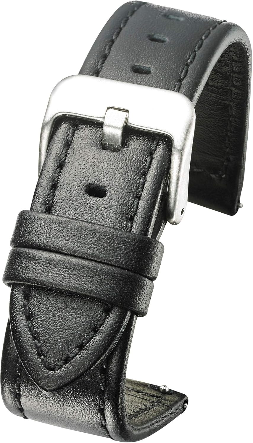 Genuine Waterproof Leather Watch Band with Quick Release Spring Bars