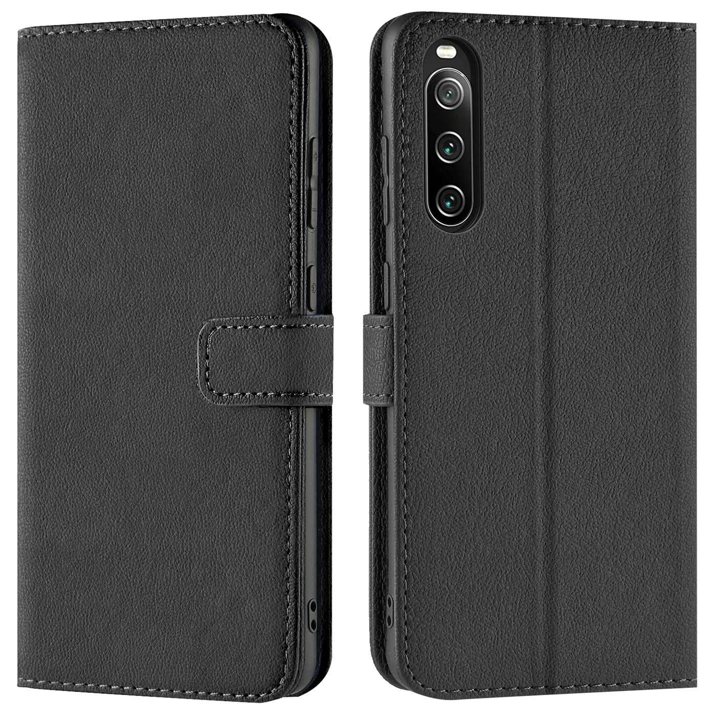 Verco Wallet Case for Sony Xperia 10 IV Book Cover with Magnetic Closure compatible with Sony Xperia 10 IV (2022) Flip Case with Card Slots Faux Leather - Black