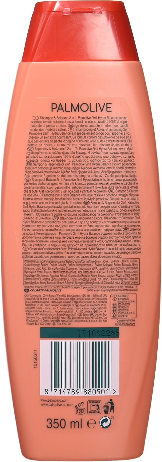 Palmolive 2 in 1 Hydra Balance Shampoo Peach 350ml, 350 ml (Pack of 1) - Image 3