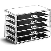 BINO THE MANHATTAN SERIES Acrylic Makeup Drawer Organizer- 5 Drawers | Clear Beauty Organizers and Storage| Cosmetic & Makeup Drawer| Home Organization| Jewelry & Vanity Accessories Drawers