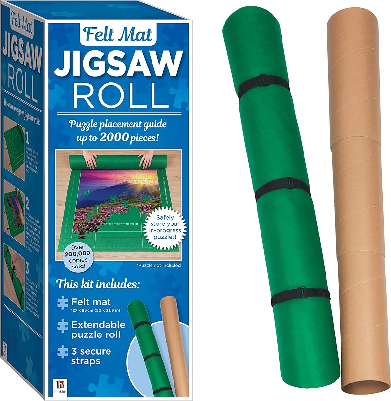 Hinkler Felt Mat Jigsaw Roll 127x85 cm Holds 2000 Pieces with Straps