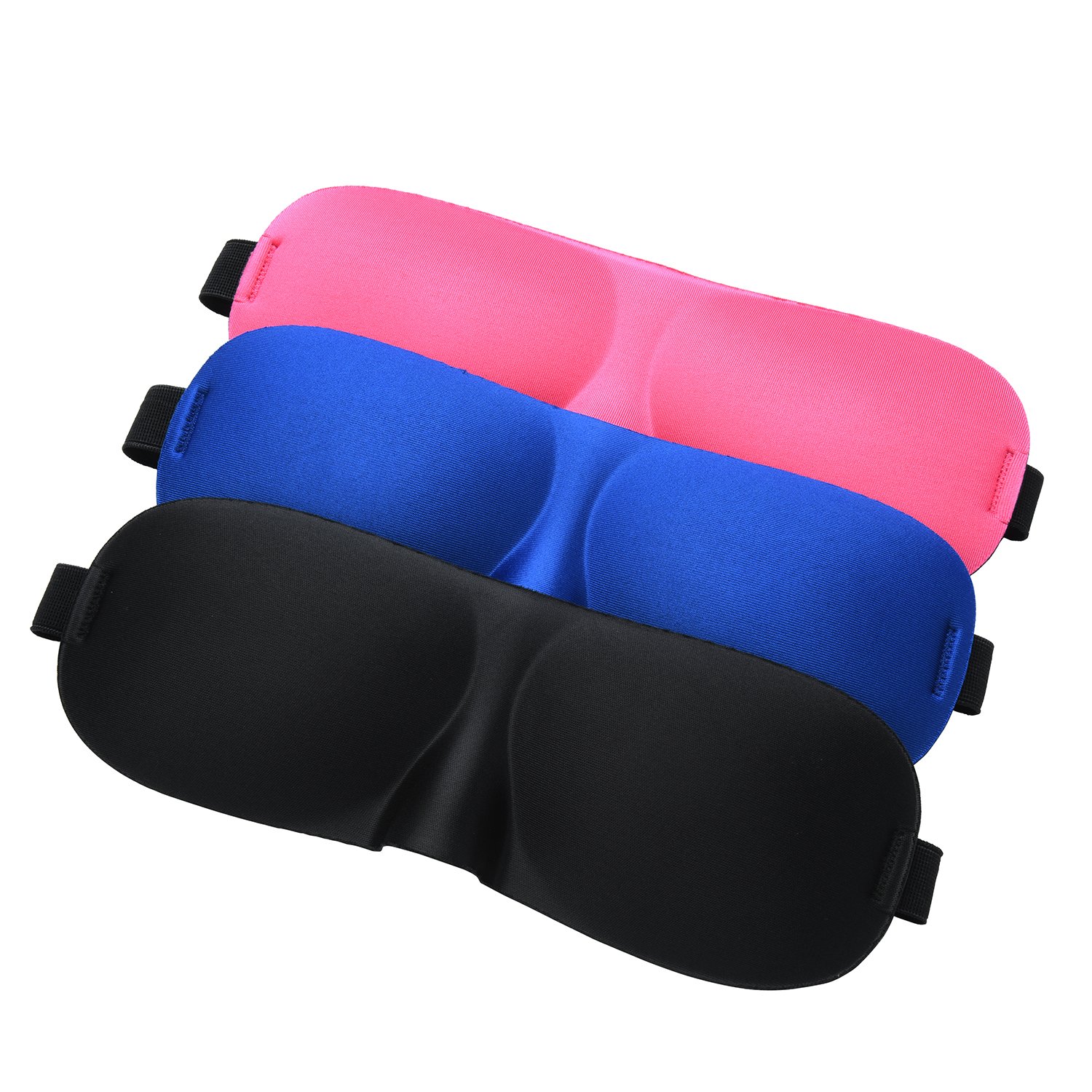 Eye Mask for Sleeping, CHC 3 Pack Sleep Mask with Adjustable Strap 3D Contoured Shape Good Night Eyeshade for Women, Men, Soft Blindfold Great for Travel Naps, Meditation