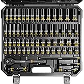 BOEN 1/2" Drive Impact Socket Set, 65-Piece Standard SAE (3/8" to 1-1/4") & Metric (10mm-24mm) Deep & Shallow Socket with Emb