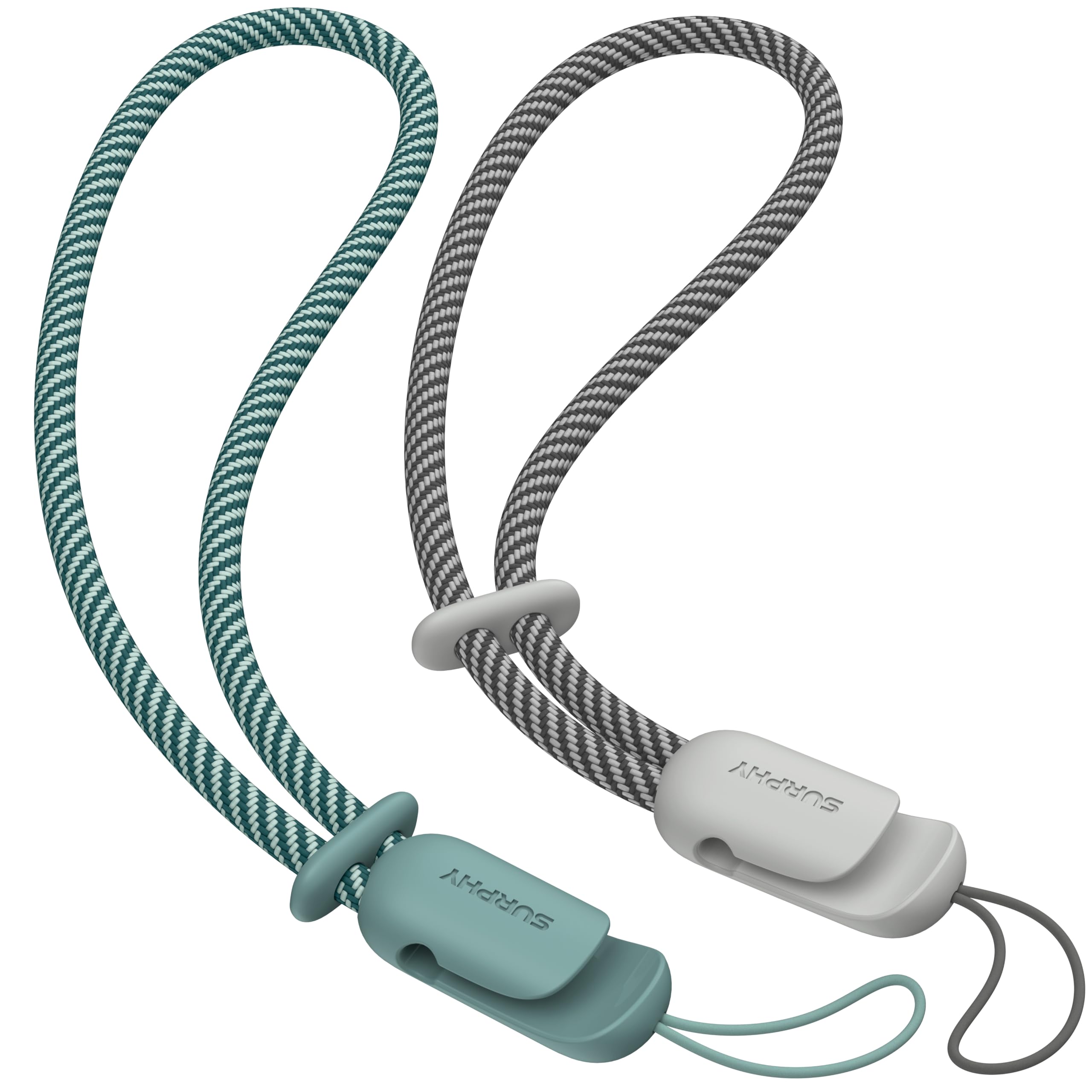 SURPHY Wrist Strap Lanyard for Phone, 2 Pack Adjustable Combination Strap Compatible with Phone, Purse, Keychain and more, Green & Grey