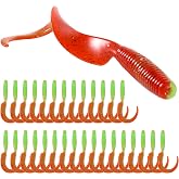 PROBITE Curly Style Tail Worms Fishing Lures &ndash; Realistic Wavy Tail Soft Bait Grub Swimbaits for Saltwater &amp; Freshwater Fishing, Available in 4 Inch &amp; 6 Inch, Perfect for Bass, Trout, Crappie, &amp; More