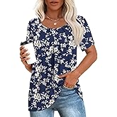 Anymeet Womens Summer Tops Casual Shirts Pleated Tunic M-3XL