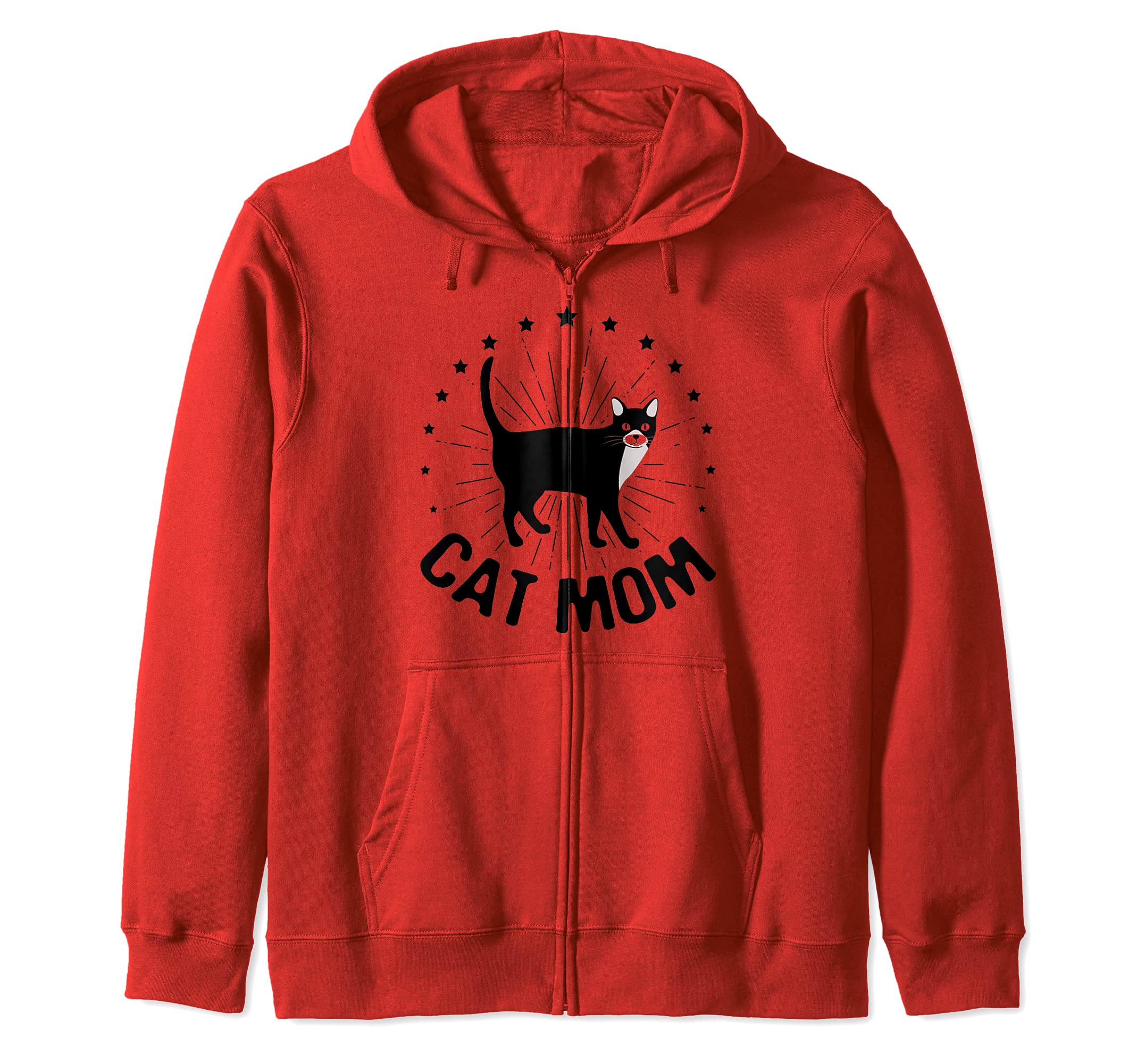 Cat Mom Best Cat Mommy Mother`s Day Black Cat Black Stars Zip Hoodie