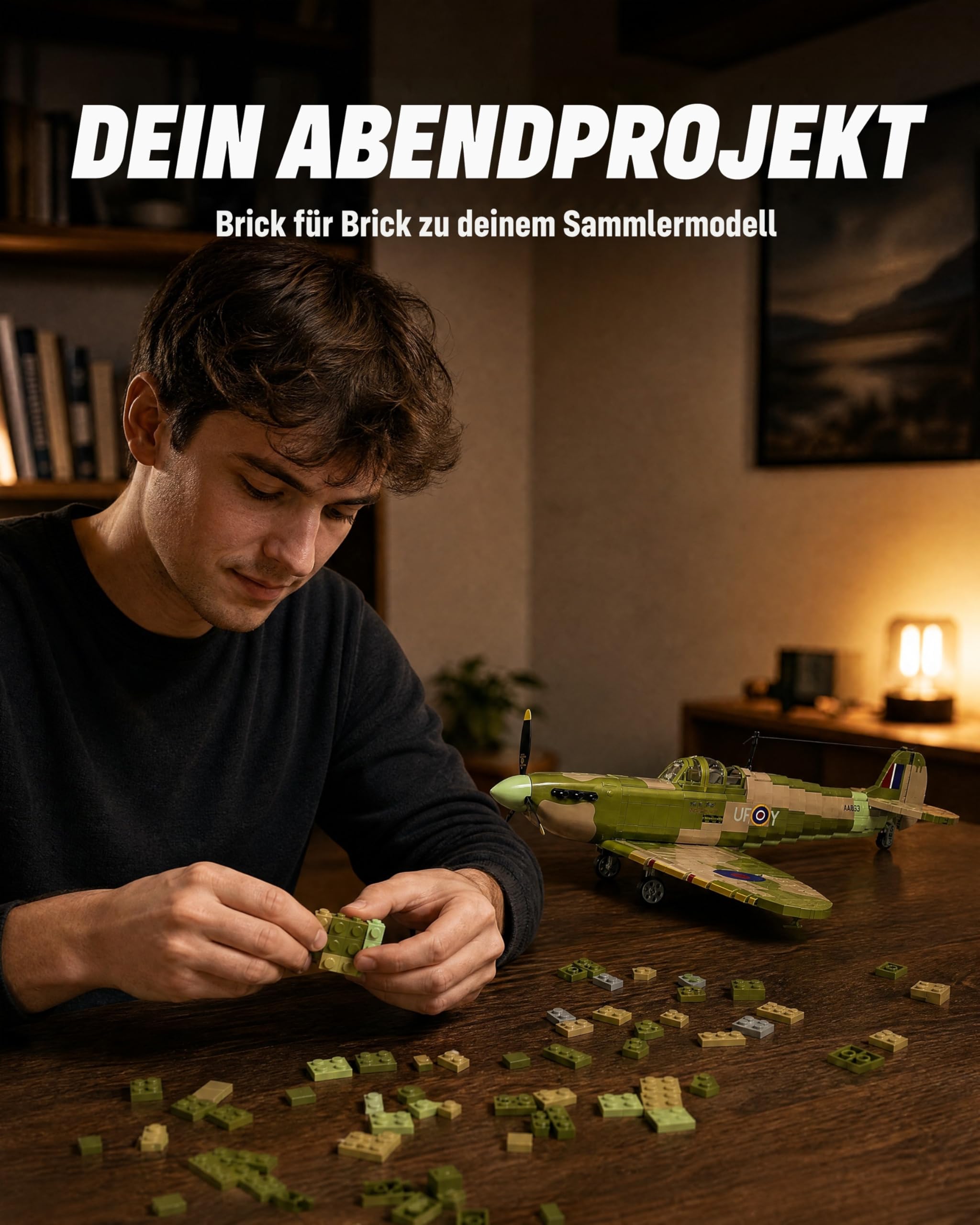 Revell Brick System Iron Maiden Spitfire MK.II Aces High | Klemmbaustein Set 1:18 mit 2802 Teilen | mit Eddie Pilot Figur, beweglichem Propeller & Cockpit | ab 18 Jahren 3