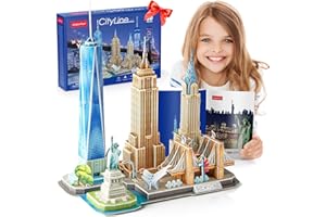 CUBICFUN 3D Puzzles for Kids Ages 8-10 Arts Crafts for Kids Ages 8-12 New York Cityline 3D Architecture Crafts for Girls Ages 8-12, Toys Gifts for 8 Year Old Girls Gifts for 10 Year Old Girl Building Model