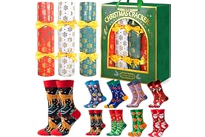 MOVINPE 8 Pack Christmas No Snap Party Table Favors, 10” Christmas Table Decorations with Cotton Funny Socks, Paper Crown, Joke Card, Traditions Holiday Family Dinner Gift Set