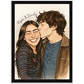 FAMITRENDZ Custom Watercolor Portrait, Custom Couple Portrait Canvas Wall Art Print, Portraits from Photo, Personalized Gift for Her, Him, Wife, Husband, Valentine Wedding Birthday Gifts for Men Women