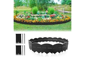Vashly 20Ft Garden Edging 5.9 in Tall Landscape Edging 20 Pcs Garden Border Edging Plastic Flower Bed Edging Borders Lawn Edging with 20 Pcs Garden Stakes, Black