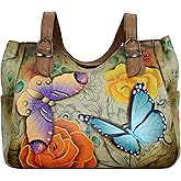 Anna by Anuschka Women's Genuine Leather Shoulder Bag - Hand Painted Original Artwork Exterior