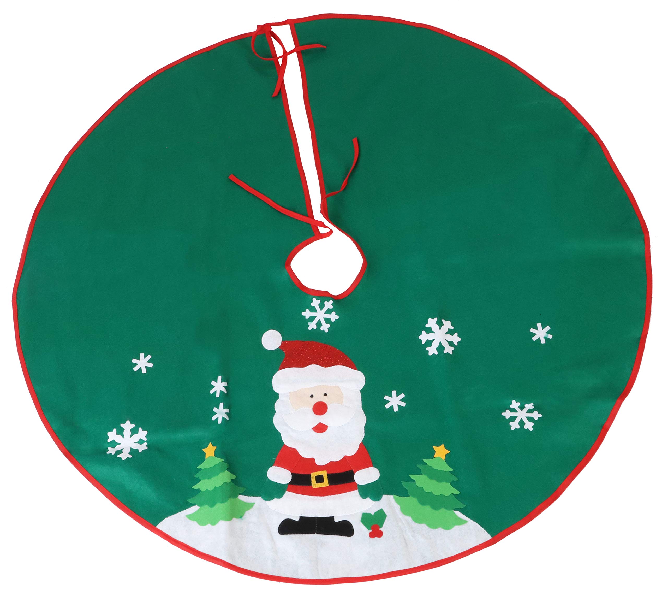 Toyland® 106cm (42") Christmas Tree Skirt - Reindeer Design - Christmas Decoration (GREEN SANTA)