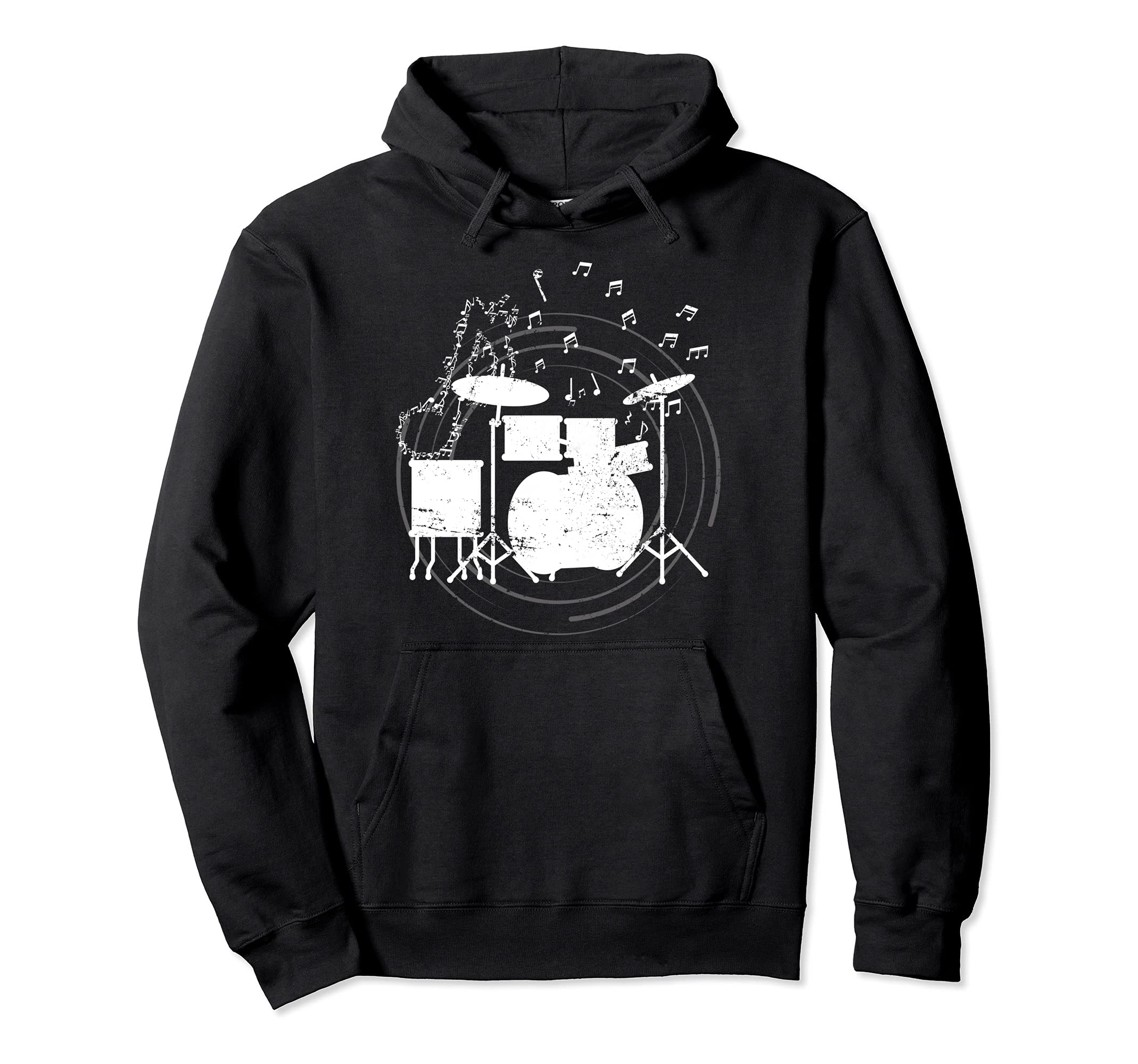 Percussion Musician Drummer Drum Set Music Notes Drums Pullover Hoodie