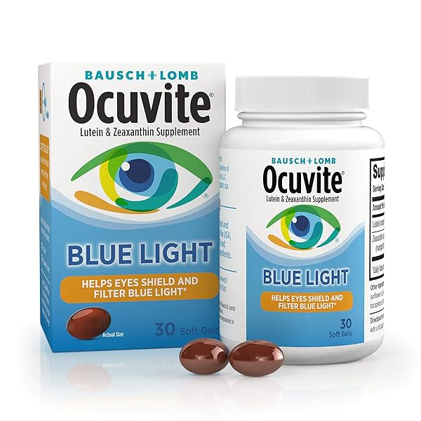 OCUVITE BLUE LIGHT LUTEIN & ZEAXANTHIN SUPPLEMENT, EYE VITAMIN FOR EYE STRAIN, VISION & OCULAR HEALTH SUPPORT, SOFTGELS FOR SCREEN & SUNLIGHT EXPOSURE, 30 SOFTGELS