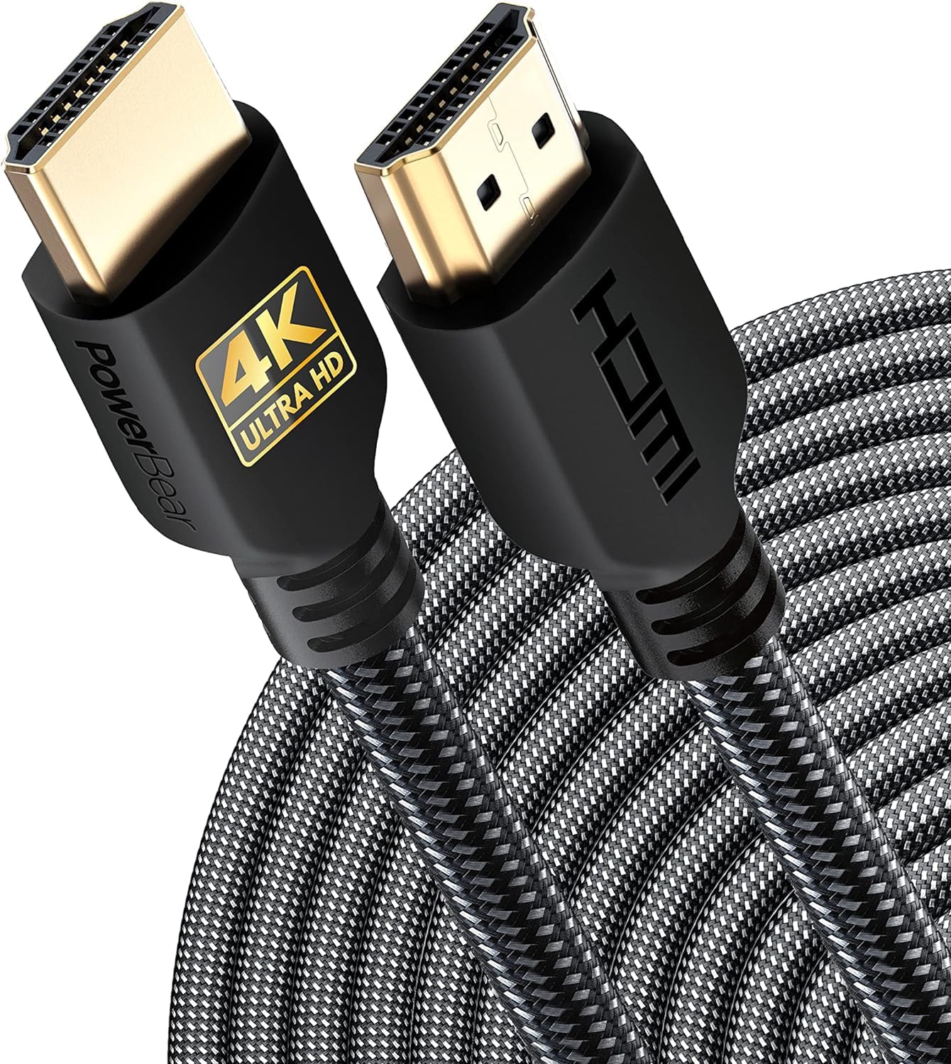 PowerBear 4K HDMI Cable 15 M | High Speed, Braided Nylon & Gold Connectors, 4K @ 60Hz, Ultra HD, 2K, 1080P, ARC & CL3 Rated | for Laptop, Monitor, PS5, PS4, Xbox One, Fire TV, Apple TV PC