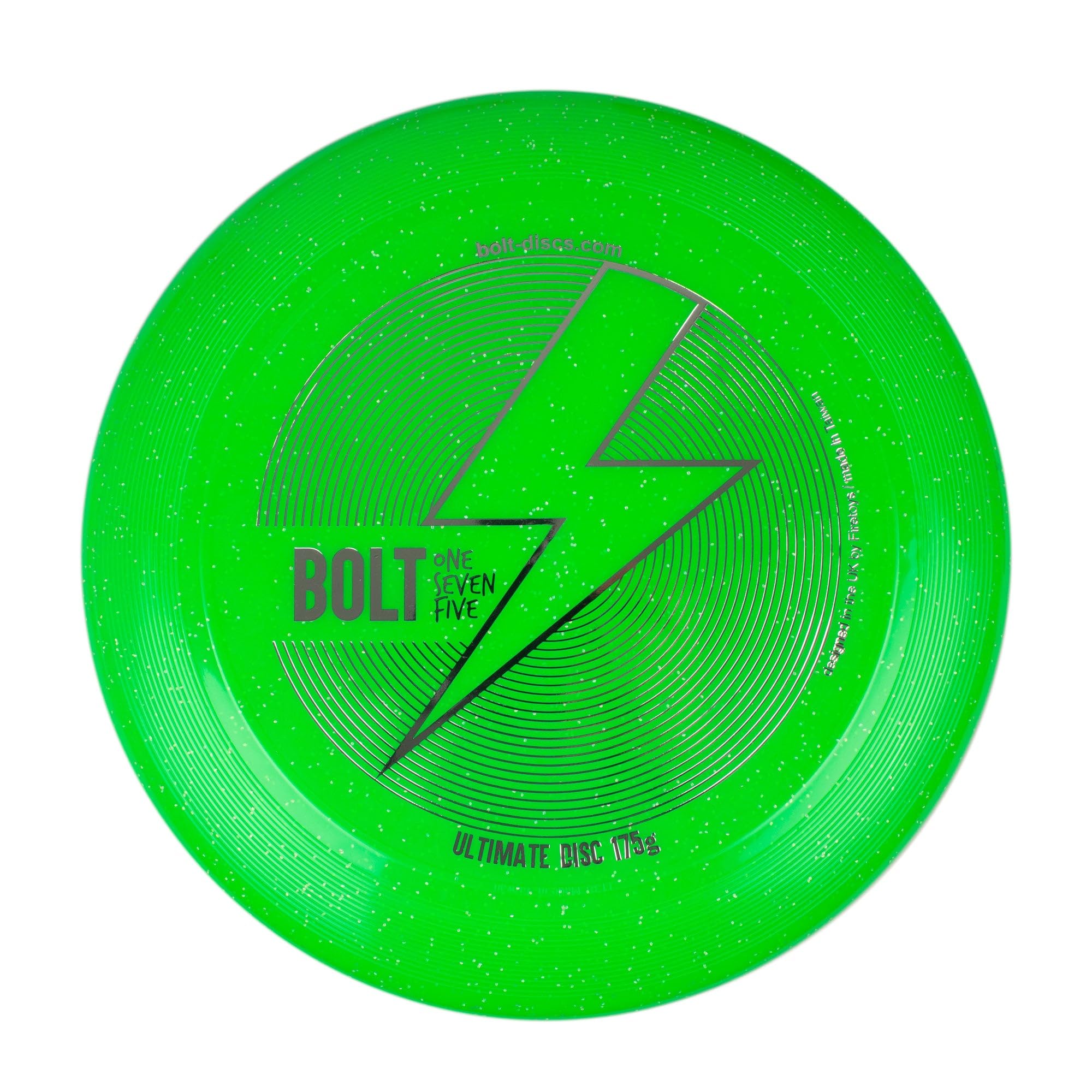 BOLT OneSevenFive Ultimate Frisbee Disc - UV Reactive & Shimmer Colors - Green Shimmer
