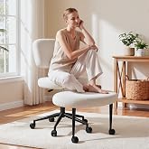 Ergonomic Cross Legged Office Chair with Wheels, ADHD Chairs for Adults | 360°Swivel Meditation Kneeling Yoga Chair with Back