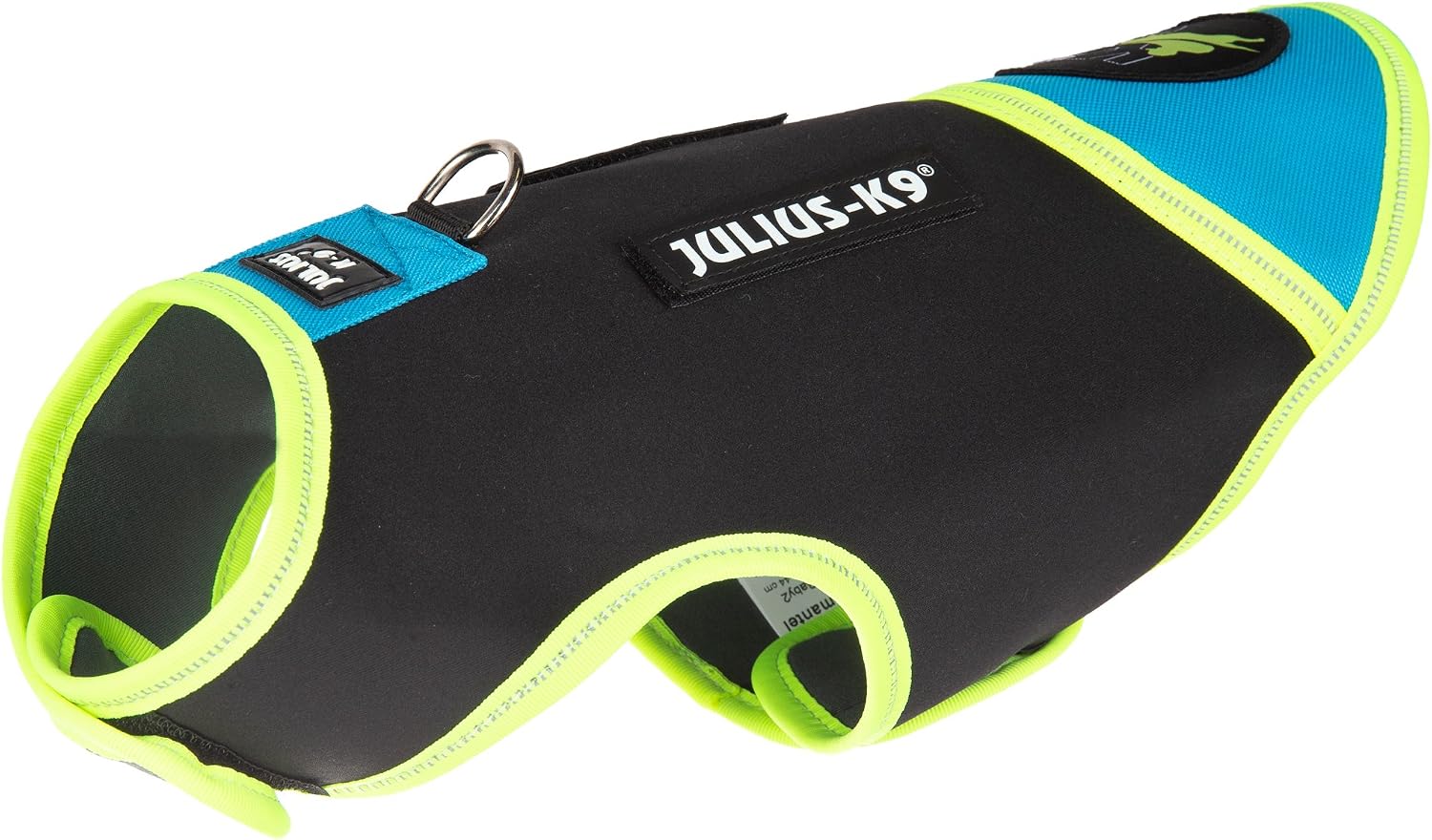IDC Neoprene Dog Jacket, Size: Baby 2, Black and Aquamarine, 2XS/Baby 2