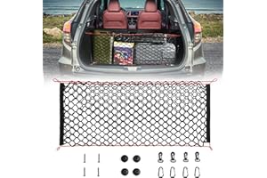 BUMBEE SUV Cargo Net Truck Cargo Net 2-Layer Elastic Storage Net 35"x 15.3" Organizer Envelope Cargo Net Universal Fit for Car Vehicle SUV with 4 Hooks Carabiners and Swivel Clips