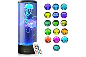 Brewish Jellyfish Lamp, 16 Color Options, 4 Mode Lifelike Jellyfish Aquarium, Auto Shutdown, Remote Control Electric Jellyfish LED Night Light, Fake Aquarium, Home Decor, Sensory Lamp for Autism, ADHD