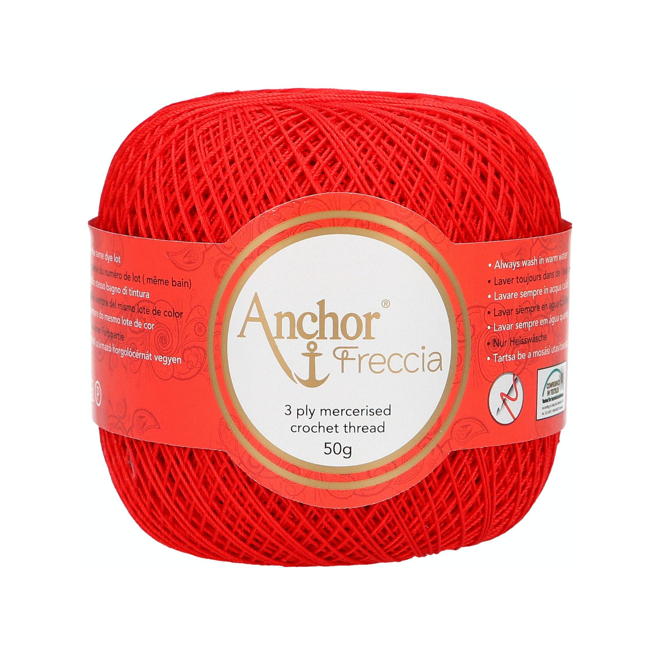 Anchor 4771016 Cotton Crochet Yarn, Cotton, Red