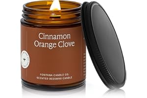 FONTANA CANDLE CO. Fontana Candle Co Wood Wick Beeswax Jar Candle, Cinnamon Orange Clove - Made with Coconut Oil & Pure Essential Oils – Clean Burn, Long Lasting and Non-Toxic Candles for Home & Room Decor