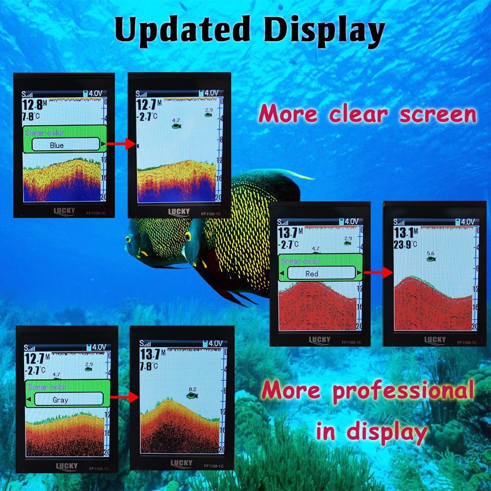 LUCKY Portable Fish Finder Handheld Kayak Fish Finders Wired Fish Depth Finder Sonar Sensor Transducer for Boat Fishing Sea Fishing: Sports & Outdoors