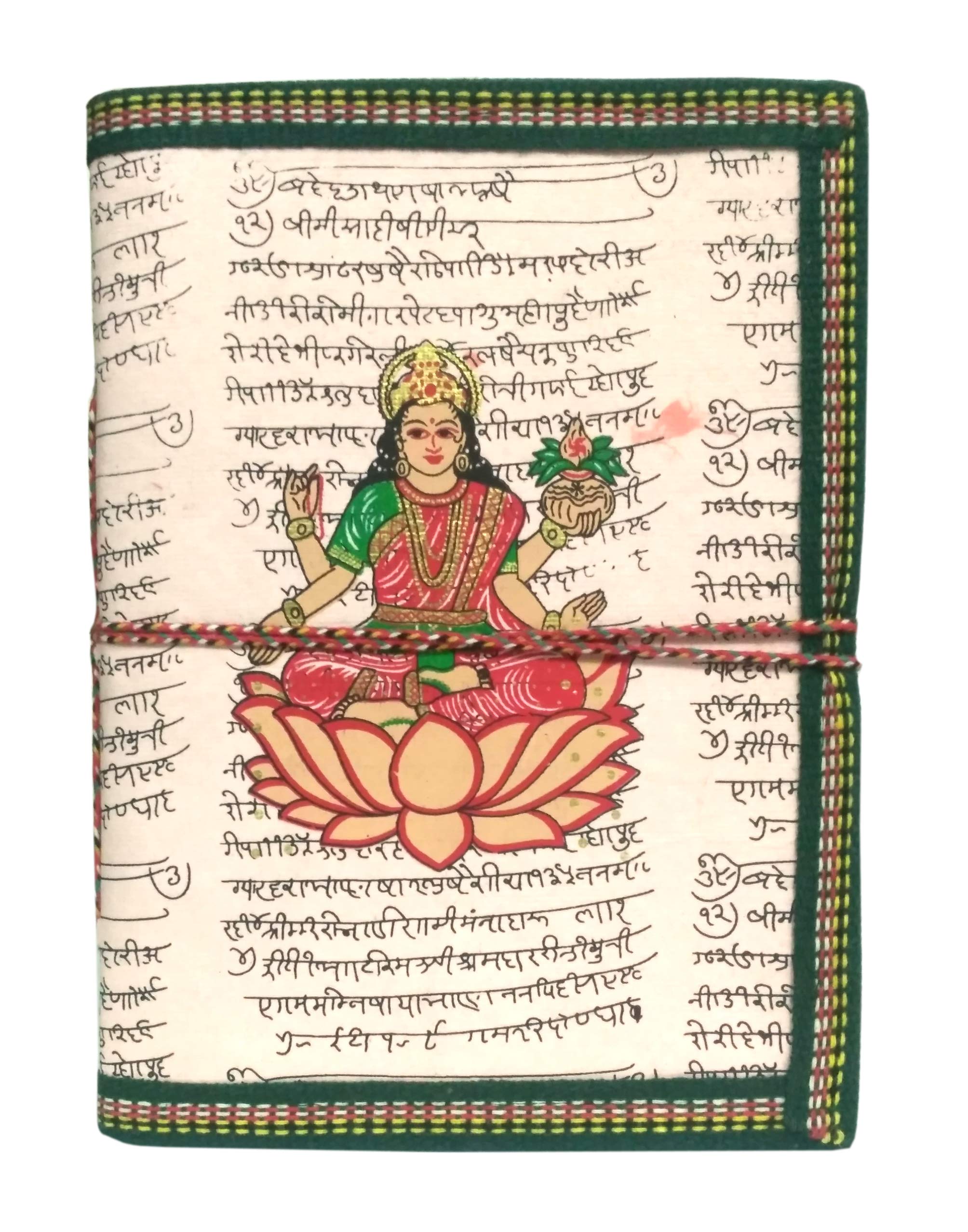 Purpledip Handmade Paper Journal Goddess Lakshmi: Vintage Diary Notebook With Thread Closure (12082)