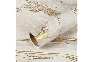 VEELIKE Beige Gold Liquid Marble Contact Paper for Countertops Waterproof Peel and Stick Countertops Matte Marble Wallpaper for Kitchen 15.7''x118'' Self Adhesive Countertop Vinyl for Bathroom Table