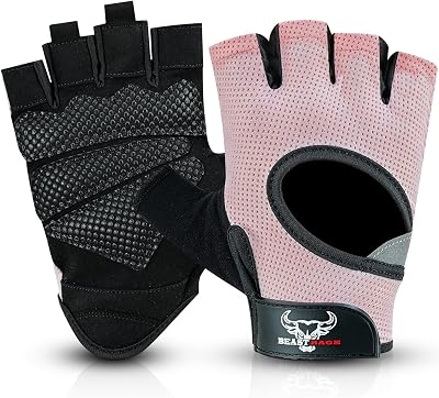 BEAST RAGE Weight Lifting Gloves Pink L Breathable Non-Slip Padded Palm