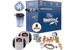 SteamSpa 12kW Steam Sauna Generator Executive Bundle 240V Steam Generator with Touch Pad, Steamheads, Pressure Relief Valve, Built-in Auto Drain, LED Light, Filter and Quick Install Kit EXR1200BN-A