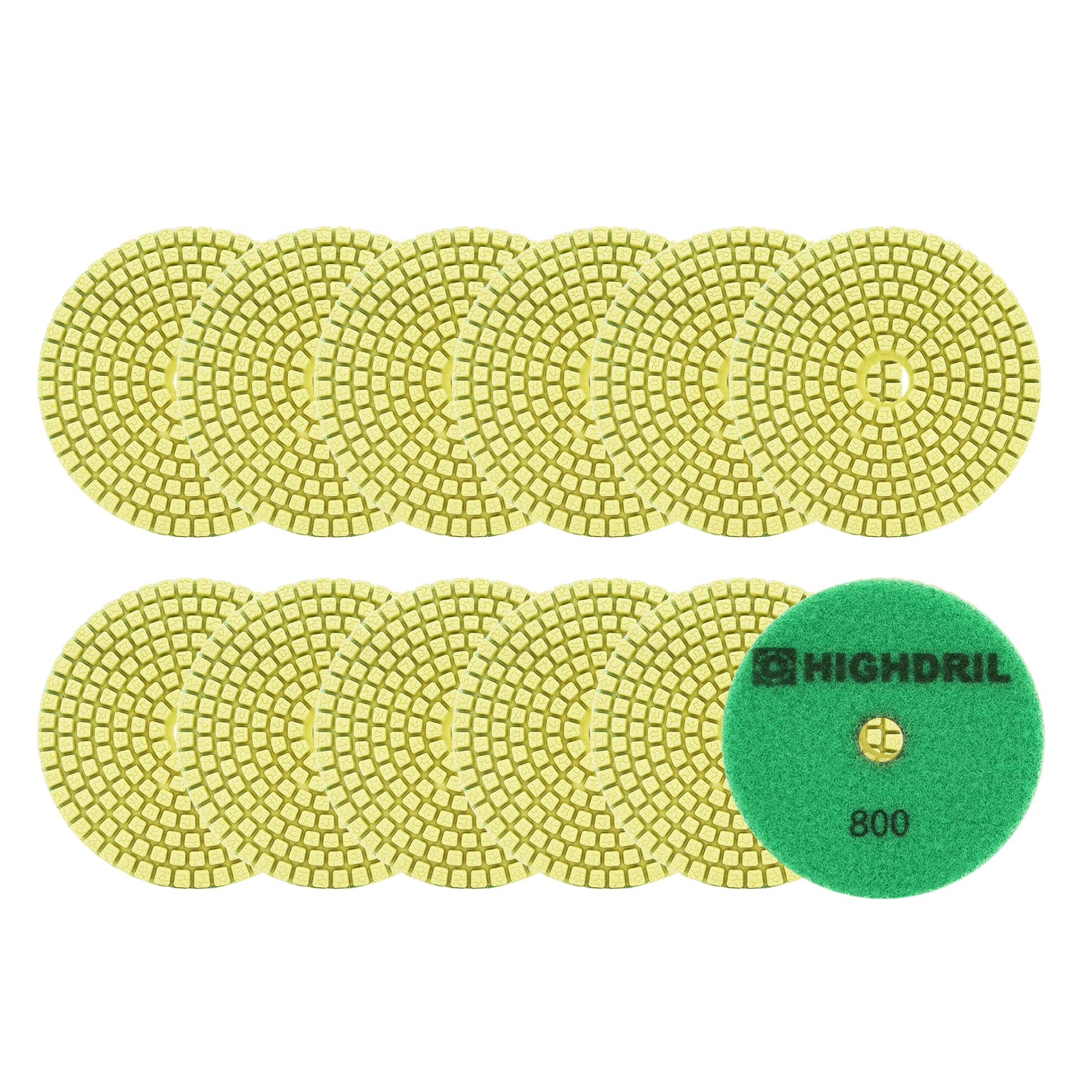 Wet Diamond Polishing Pads,HIGHDRIL 12pcs 100MM #800,for Granite Marble Sanding used on Grinder or Polisher