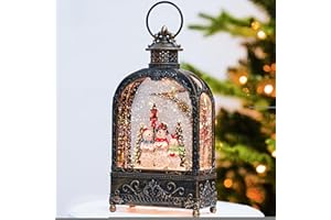 ZQQLITE Christmas Snow Globes Lantern Christmas Snow Globe with Music Snowman Poetry,6H Timer,USB Lined/Battery Operated Lighted Lantern for Christmas Festival Decoration Gifts